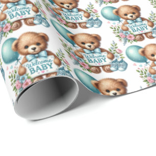 Cute baby boys welcome baby wrapping paper