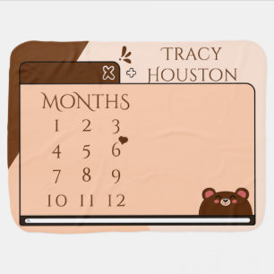 Cute Baby Brown Bear Computer Screen Baby Blanket