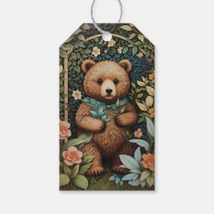 Cute Baby Brown Bear William Morris Inspired  Gift Tags