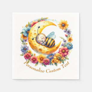 Cute Baby Bumble Bee Sleeping on a Half Moon Napkins