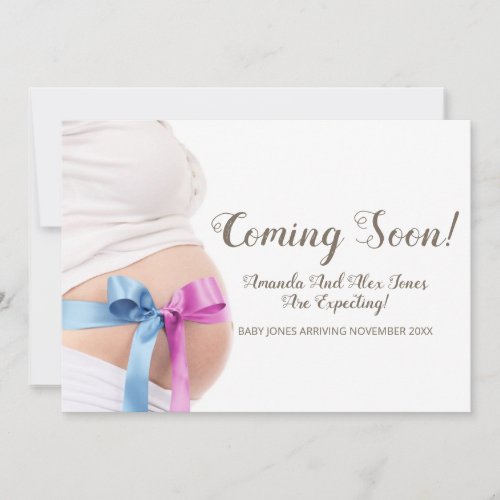 Cute Baby Bump With Ribbons Coming Soon Pregnancy Announcement