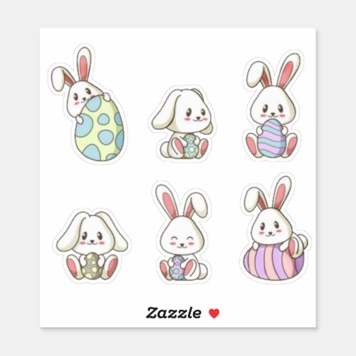 Cute Baby Bunnies Set Easter Sticker