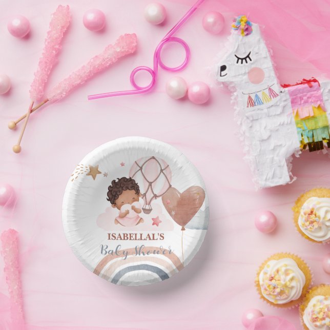 Cute baby bunny African american kids baby shower Paper Bowls (Party)