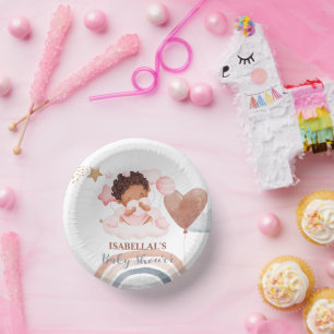 Cute baby bunny African american kids baby shower Paper Bowls