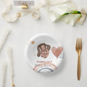 Cute baby bunny African american kids baby shower Paper Bowls