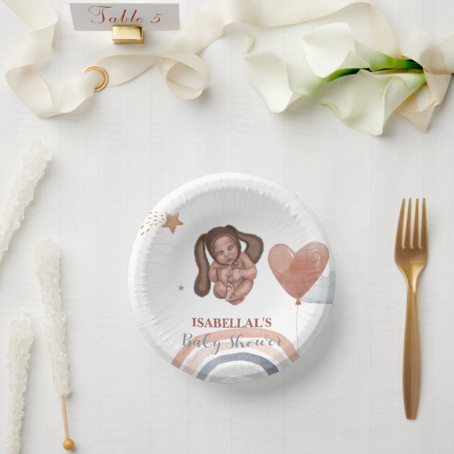 Cute baby bunny African american kids baby shower Paper Bowls (Wedding)