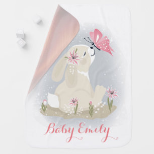 Cute baby Bunny and butterfly. Baby Blanket