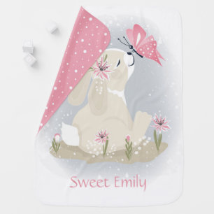 Cute baby Bunny and butterfly. Blanket