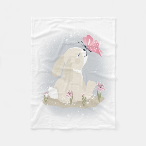 Cute baby Bunny and butterfly Fleece Blanket