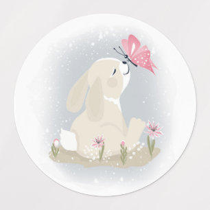 Cute baby Bunny and butterfly. Kids' Labels