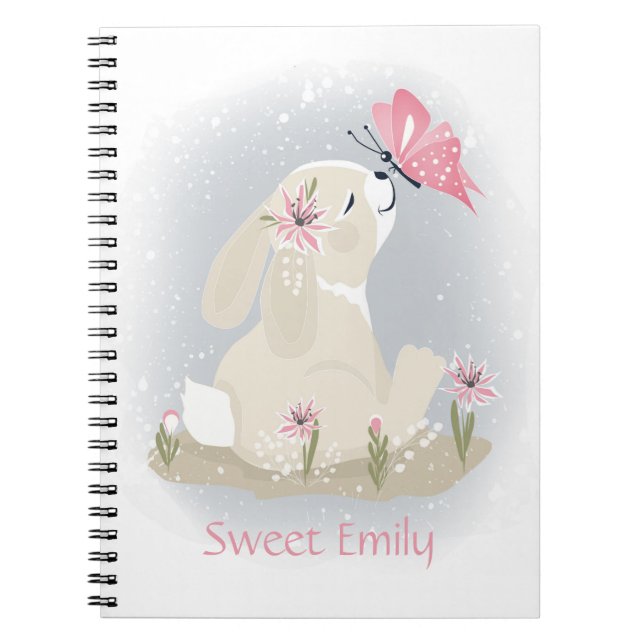 Cute baby Bunny and butterfly. Notebook (Front)