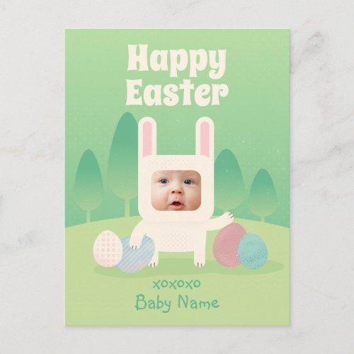 Cute Baby Bunny First Easter Holiday Postcard