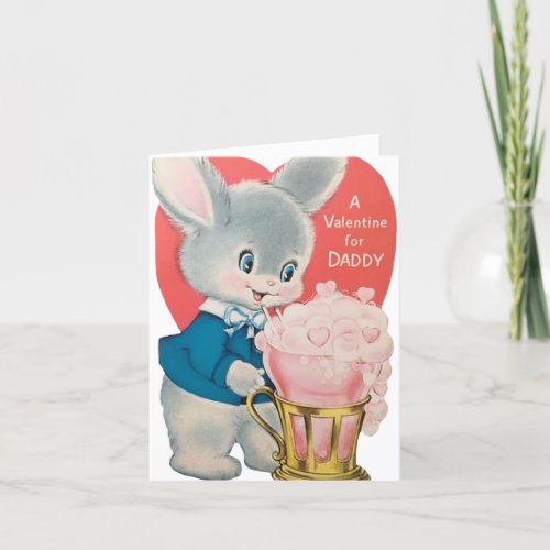 Cute Baby Bunny Ice Cream Valentine Love Heart Holiday Card
