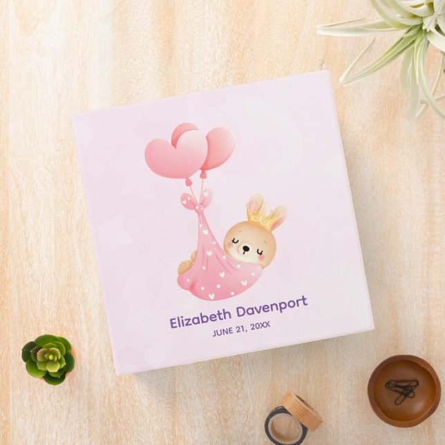 Cute Baby Bunny in a Heart Blanket 3 Ring Binder (In Situ)