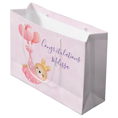 Cute Baby Bunny in a Heart Blanket Baby Shower Large Gift Bag