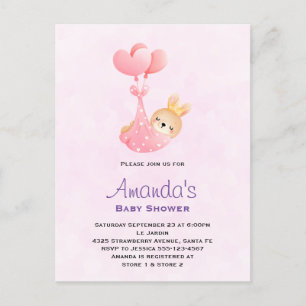 Cute Baby Bunny in a Heart Blanket Baby Shower Postcard