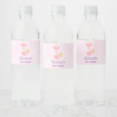 Pink princess crown chic girls baby shower custom water bottle label