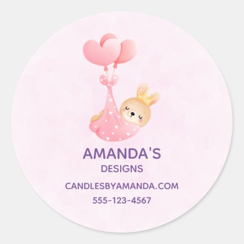 Cute Baby Bunny in a Heart Blanket Business Classic Round Sticker