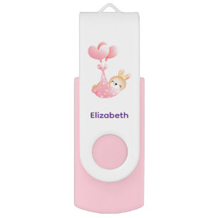 Cute Baby Bunny in a Heart Blanket Flash Drive