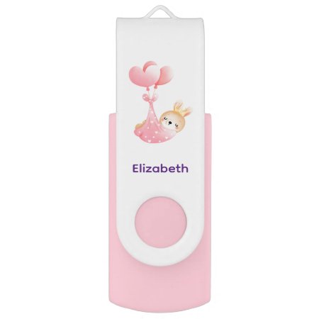 Cute Baby Bunny In A Heart Blanket Flash Drive