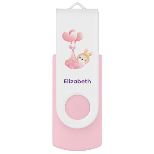 Cute Baby Bunny in a Heart Blanket Flash Drive