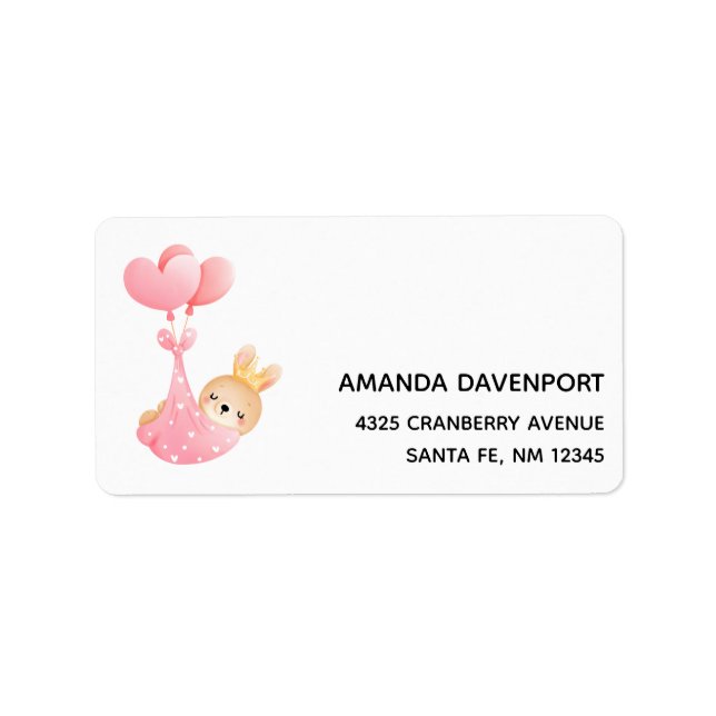 Cute Baby Bunny in a Heart Blanket Label (Front)