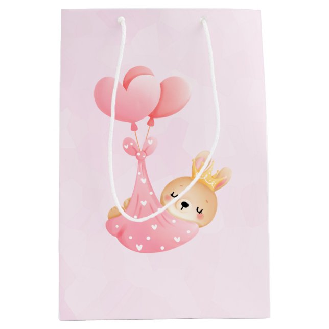 Cute Baby Bunny in a Heart Blanket Medium Gift Bag (Front)