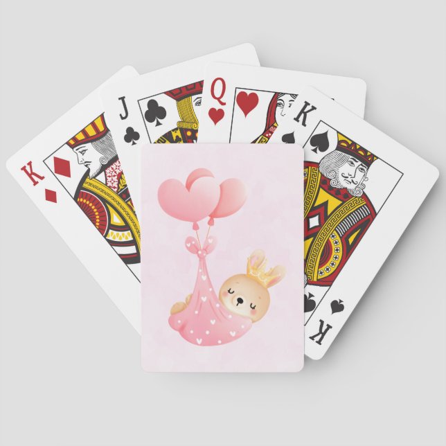 Cute Baby Bunny in a Heart Blanket Poker Cards (Back)