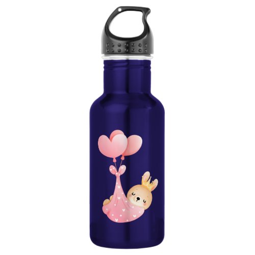 Cute Baby Bunny in a Heart Blanket Stainless Steel Water Bottle