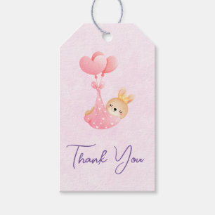 Cute Baby Bunny in a Heart Blanket Thank You Gift Tags