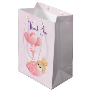 Cute Baby Bunny in a Heart Blanket Thank You Medium Gift Bag