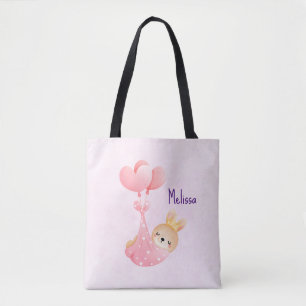 Cute Baby Bunny in a Heart Blanket Tote Bag