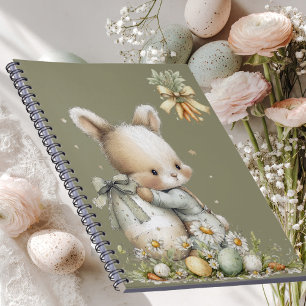 Cute baby bunny in pajamas with an Easter egg Notebook