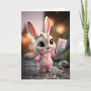 Cute Baby Bunny in Pink Romper Encouragement Card