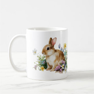 Cute Baby Bunny (Little Ears) with Flowers  Coffee Mug