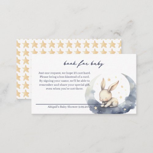 Cute Baby Bunny on Moon with Stars Books for Baby Enclosure Card