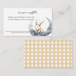 Cute Baby Bunny on Moon with Stars Diaper Raffle Enclosure Card