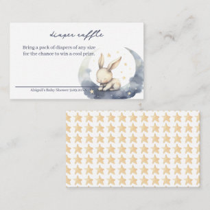 Cute Baby Bunny on Moon with Stars Diaper Raffle Enclosure Card
