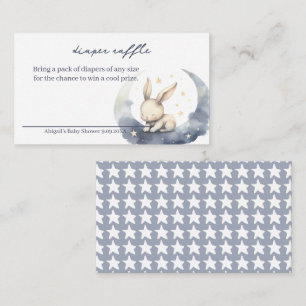 Cute Baby Bunny on Moon with Stars Diaper Raffle Enclosure Card