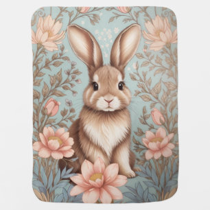 Cute Baby Bunny Pastel Floral Blanket