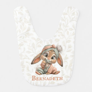 Cute baby bunny personalized with name baby bib