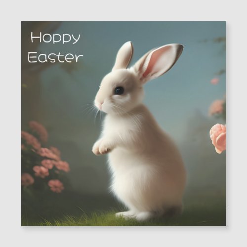 Cute Baby Bunny Portrait Easter Magnet Card