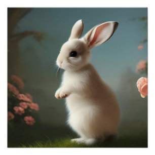 Cute Baby Bunny Portrait Poster