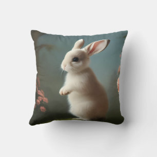 Cute Baby Bunny Portrait  Throw Pillow