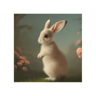 Cute Baby Bunny Portrait Wood Wall Art