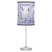 Cute Baby Bunny Rabbit Blue Personalized Nursery T Table Lamp