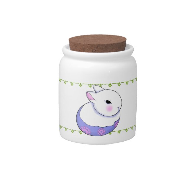 Cute Baby Bunny Rabbit Easter Candy Jar (Front)