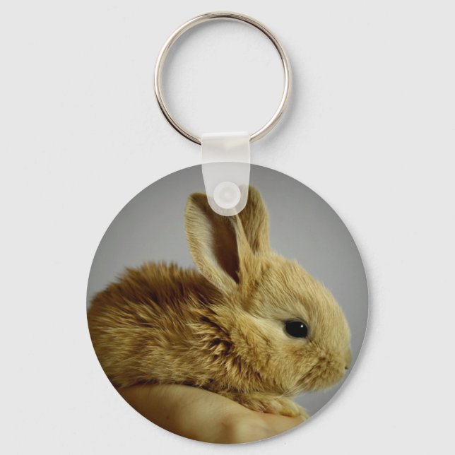 Cute Baby Bunny Rabbit in Hand Keychain (Front)
