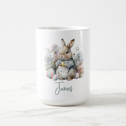 Cute Baby Bunny Spring Flowers Easter Coffee Mug