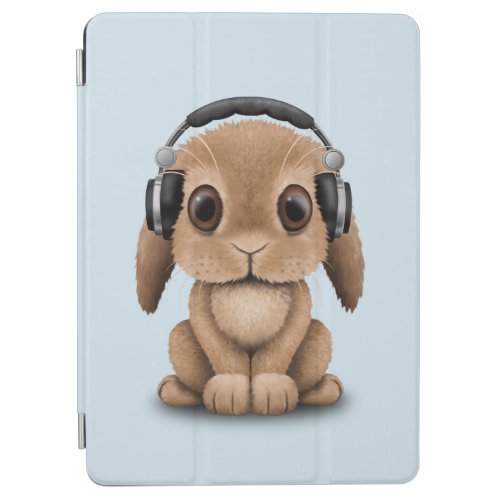 Cute Baby Bunny Wearing Headphones iPad Air Cover